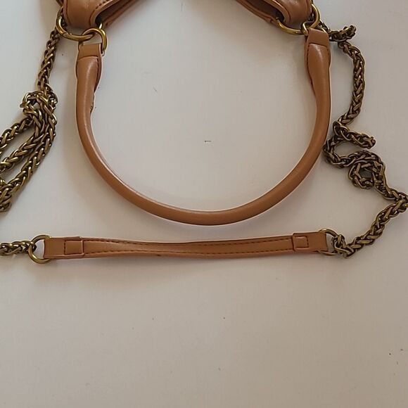 Anthropologie Small Shoulder Bag Chain Crossbody Shoulder Strap Gold Camel Tan - Picture 12 of 16